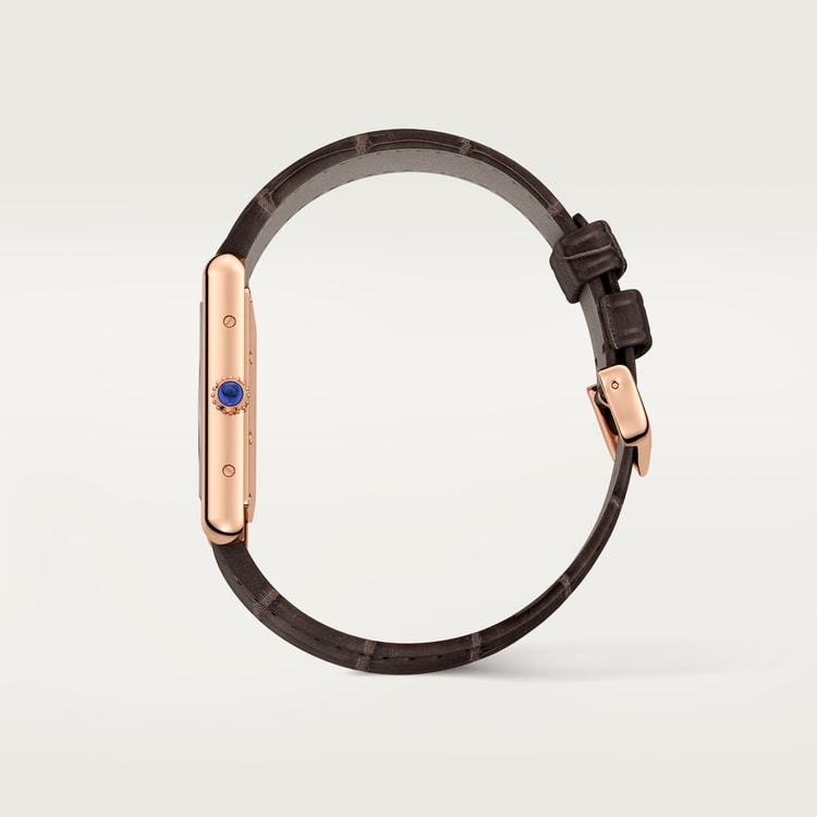 CA002 TANK LOUIS CARTIER WATCH Large model, hand-wound mechanical movement, rose gold, leather