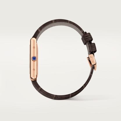 CA002 TANK LOUIS CARTIER WATCH Large model, hand-wound mechanical movement, rose gold, leather