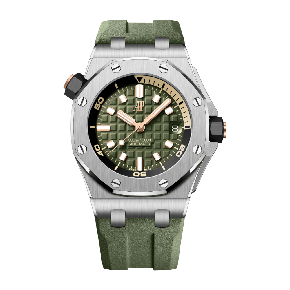 AP294 Audemars Piguet Royal Oak Offshore Diver Stainless Steel Khaki Green Dial 15720ST.OO.A052CA.01