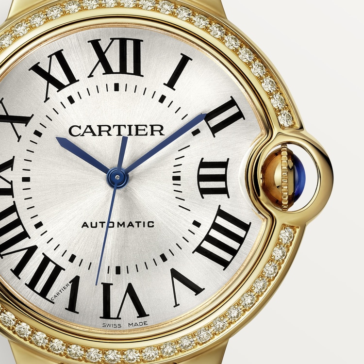 CA010 Ballon Bleu de Cartier watch, 36 mm, mechanical movement with automatic winding. Yellow gold