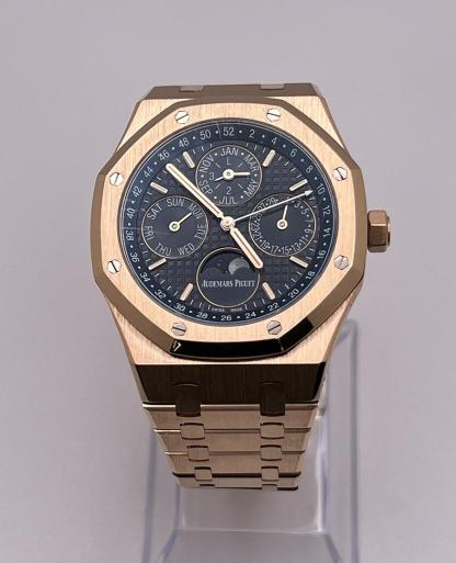 AP329 Audemars Piguet Royal Oak Perpetual Calendar Rose Gold Blue Dial 26574OR.OO.1220OR.02