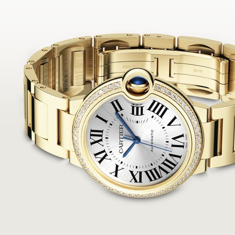 CA010 Ballon Bleu de Cartier watch, 36 mm, mechanical movement with automatic winding. Yellow gold