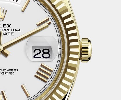 RL056 Rolex Day-Date 40 Presidential White dial, Fluted Bezel, President bracelet, Yellow gold Watch