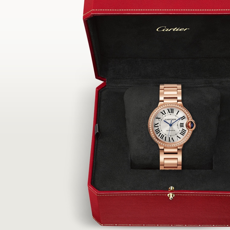 CA018 Ballon Bleu de Cartier watch, 36 mm, mechanical movement with automatic winding. Rose gold