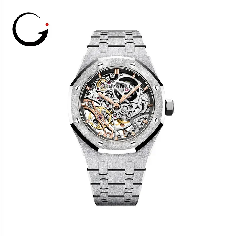 AP303 Audemars Piguet Royal Oak Frosted Gold Double Balance Wheel Openworked 15466BC.GG.1259BC.01