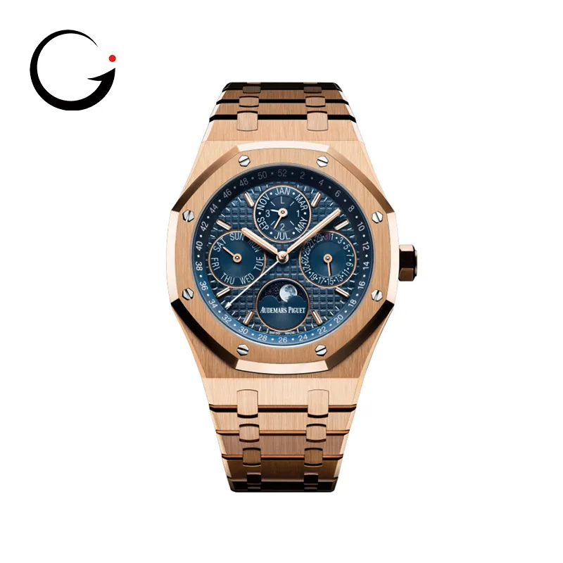 AP329 Audemars Piguet Royal Oak Perpetual Calendar Rose Gold Blue Dial 26574OR.OO.1220OR.02