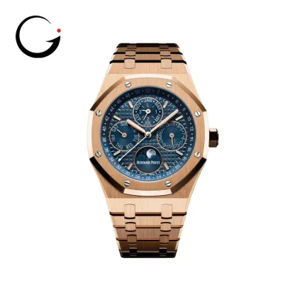 AP329 Audemars Piguet Royal Oak Perpetual Calendar Rose Gold Blue Dial 26574OR.OO.1220OR.02