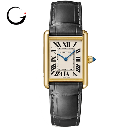 CA004 TANK LOUIS CARTIER WATCH Large model, quartz movement, 18K yellow gold, leather