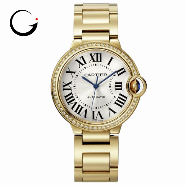 CA010 Ballon Bleu de Cartier watch, 36 mm, mechanical movement with automatic winding. Yellow gold