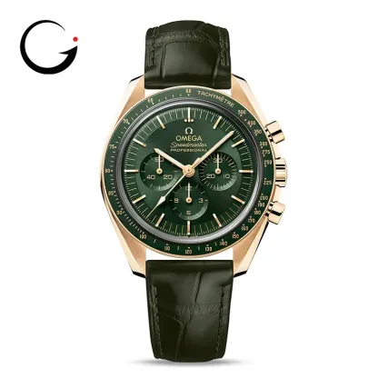 OM022 OMEGA Speedmaster Moonwatch Professional Co-Axial Master Chronometer Chronograph 42mm Mens Watch Green Moonshine Gold O31063425010001