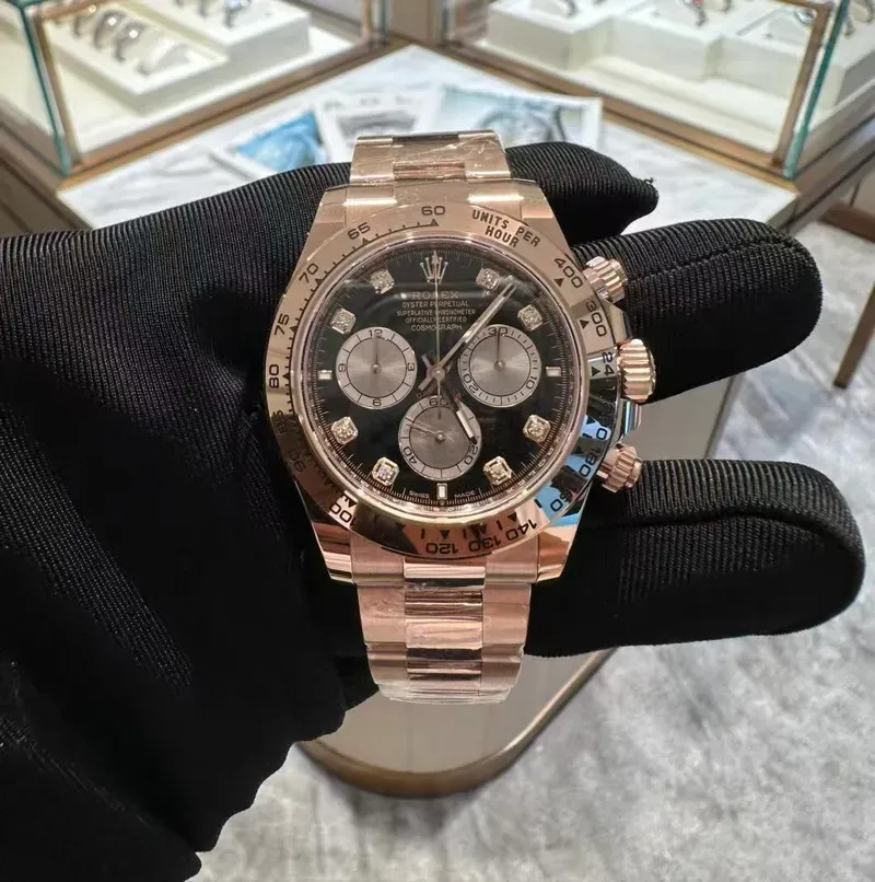 RL009  Cosmograph Daytona 116505 Black Diamond Dial Everose Gold Watch