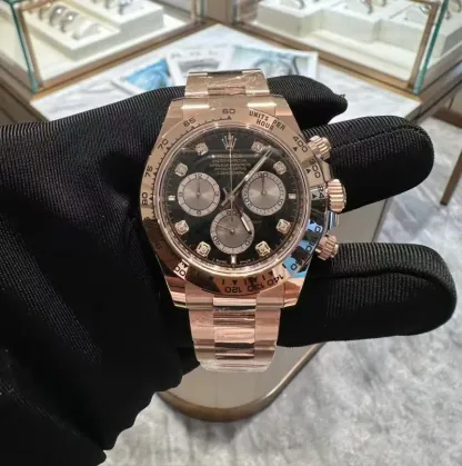 RL009  Cosmograph Daytona 116505 Black Diamond Dial Everose Gold Watch