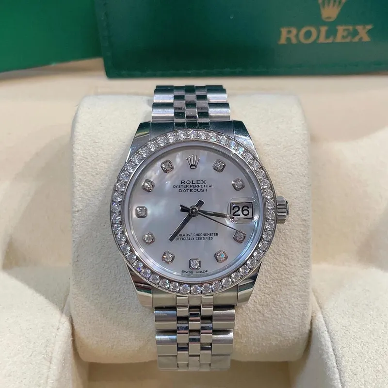 RL045  179174 Diamond Lady Datejust "White Gold Bezel" Mother Of Pearl-White
