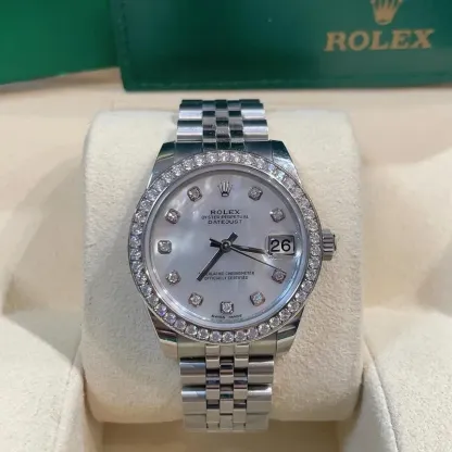 RL045  179174 Diamond Lady Datejust "White Gold Bezel" Mother Of Pearl-White