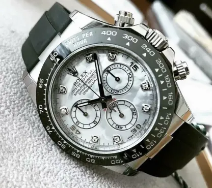 RL049 Cosmograph Daytona 116519LN MOP Diamond Dial Oysterflex White Gold Mens Watch