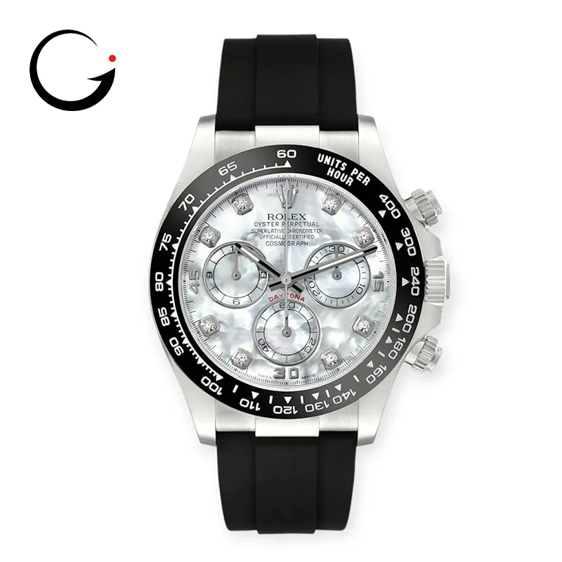 RL049 Cosmograph Daytona 116519LN MOP Diamond Dial Oysterflex White Gold Mens Watch