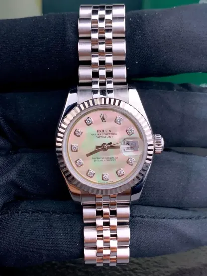RL053  179174 Diamond Lady Datejust "White Gold Bezel" Mother Of Pearl-Pink