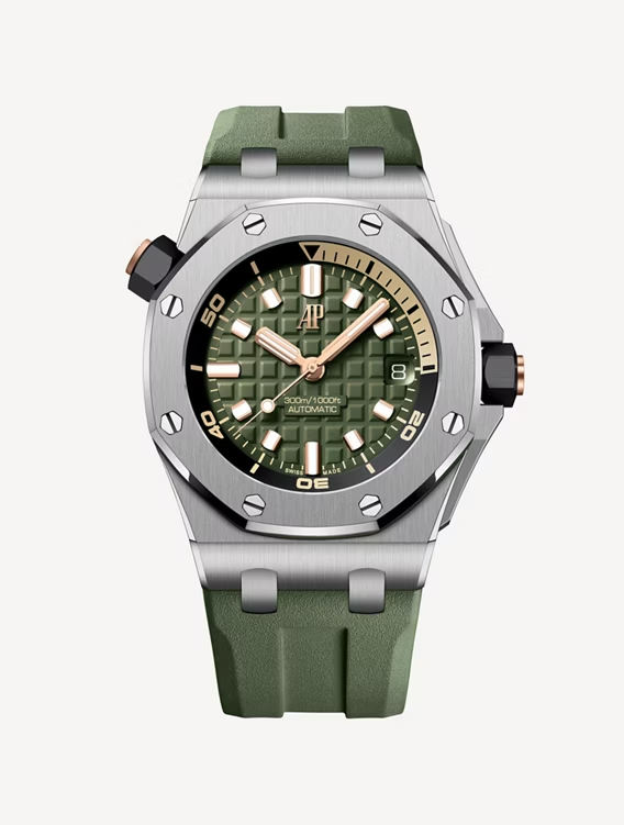 AP294  Royal Oak Offshore Diver Stainless Steel Khaki Green Dial 15720ST.OO.A052CA.01
