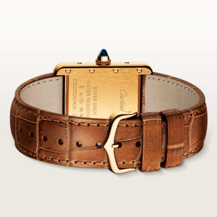 CA007 TANK LOUIS CARTIER WATCH Small model, quartz movement, yellow gold, leather