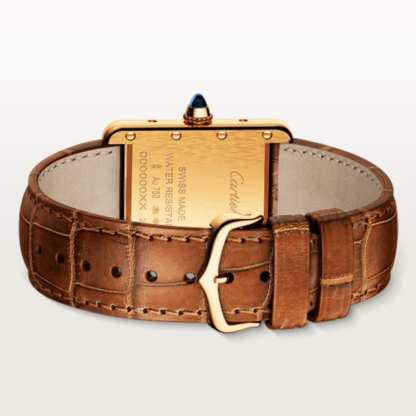 CA007 TANK LOUIS CARTIER WATCH Small model, quartz movement, yellow gold, leather