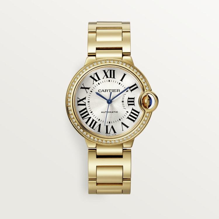 CA010 Ballon Bleu de Cartier watch, 36 mm, mechanical movement with automatic winding. Yellow gold