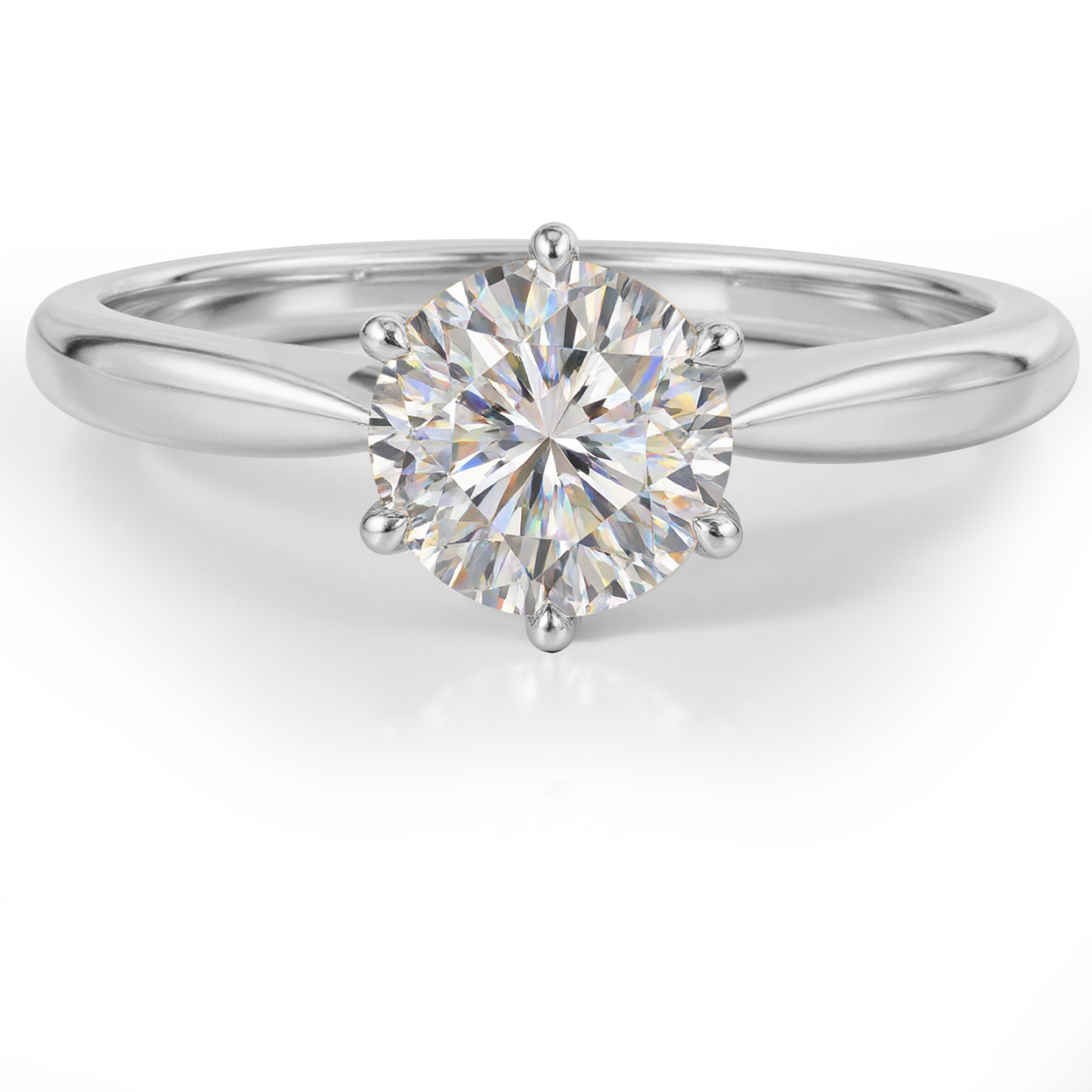 VIKASI 1ct Round Brilliant Lab-Grown Diamond Ring in Solid 14K White Gold | 6-Prong Setting, Brilliant Sparkle & Everyday Elegance