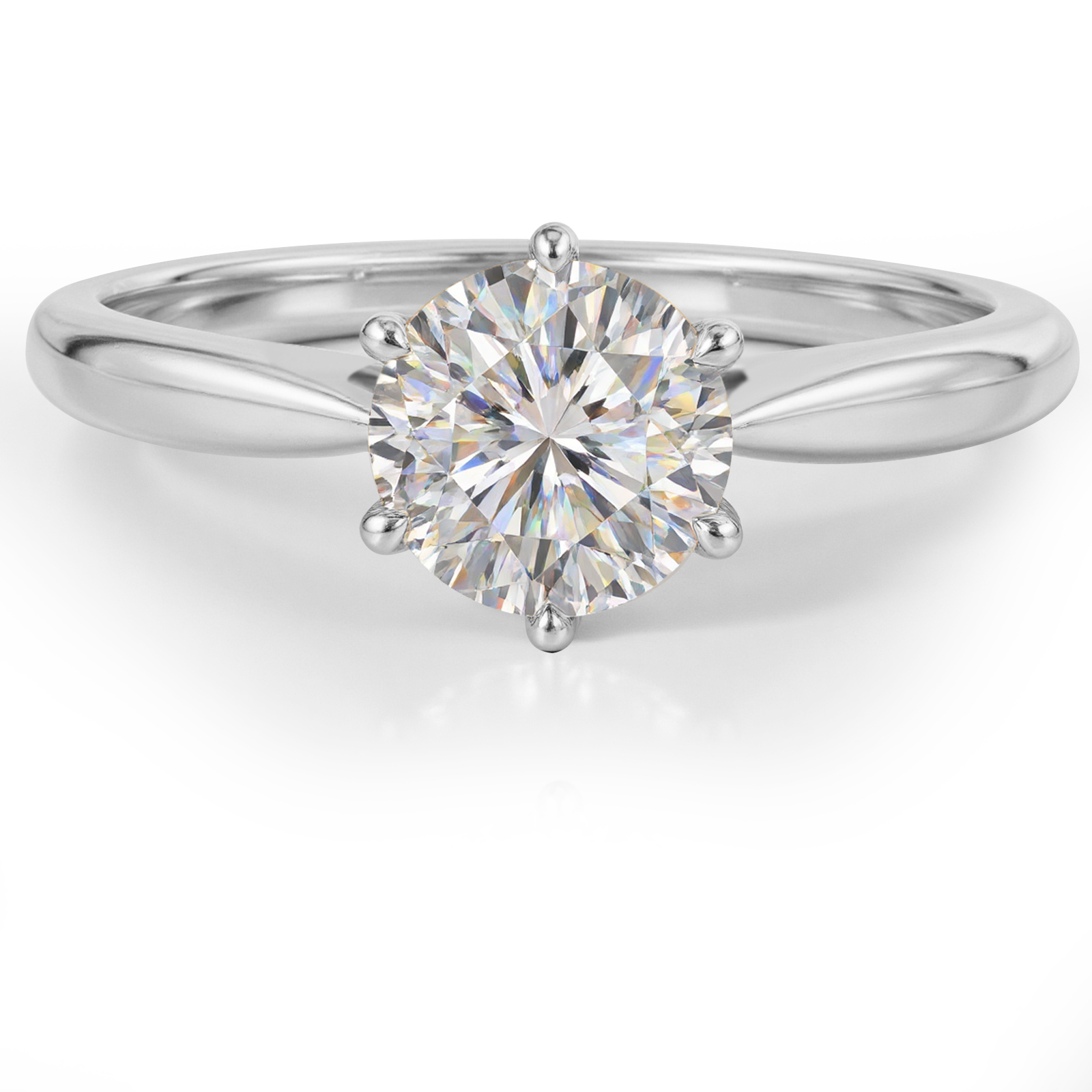 VIKASI 1ct Round Brilliant Lab-Grown Diamond Ring in Solid 14K White Gold | 6-Prong Setting, Brilliant Sparkle & Everyday Elegance