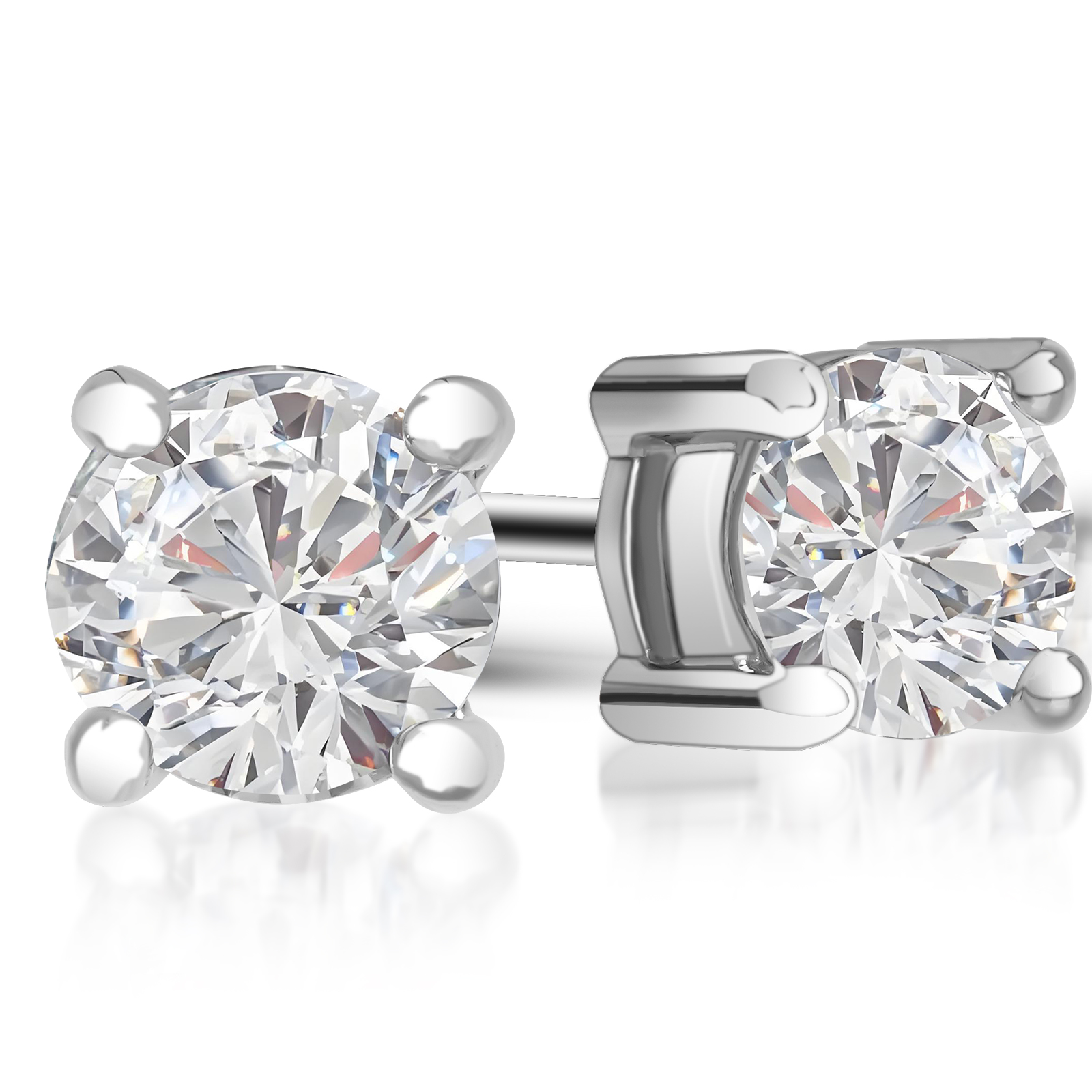 VIKASI D-Color WS1 Lab-Created Moissanite Flower Stud Earrings | 4-Prong Setting, White Gold over Sterling Silver, Anti-Slip Backs
