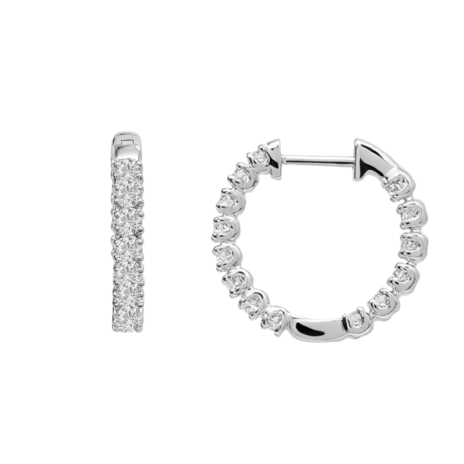 VIKASI 28-Brilliant Lab-Grown Diamond Earrings | 4-Prong Setting, Solid 14K White Gold, Hypoallergenic & Gift-Ready