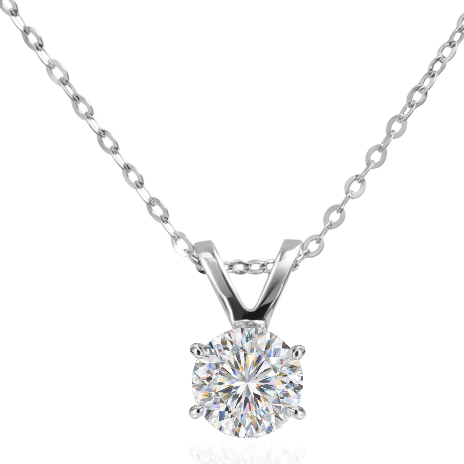 VIKASI Lab-Grown Round Cut Diamond Pendant in Solid 14K White Gold | Brilliant Sparkle, Hypoallergenic & Everyday Luxury