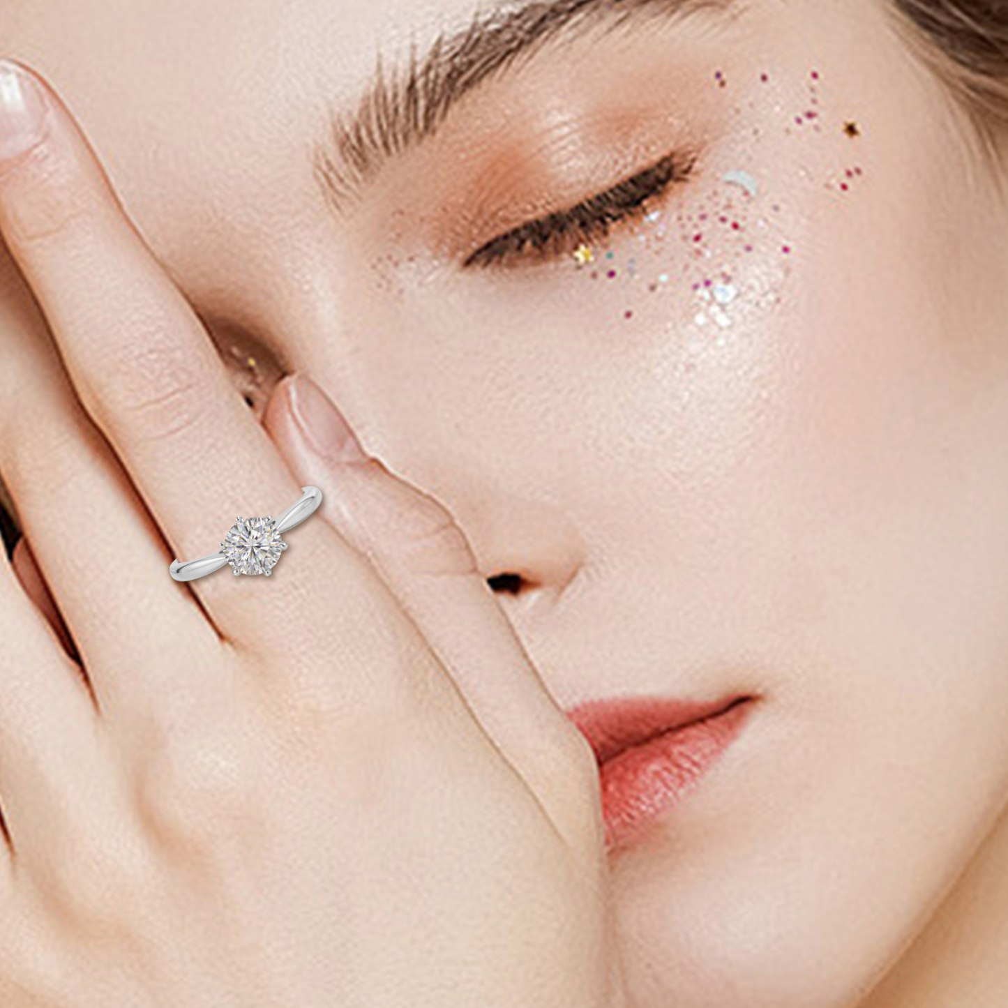 VIKASI 1ct Round Brilliant Lab-Grown Diamond Ring in Solid 14K White Gold | 6-Prong Setting, Brilliant Sparkle & Everyday Elegance