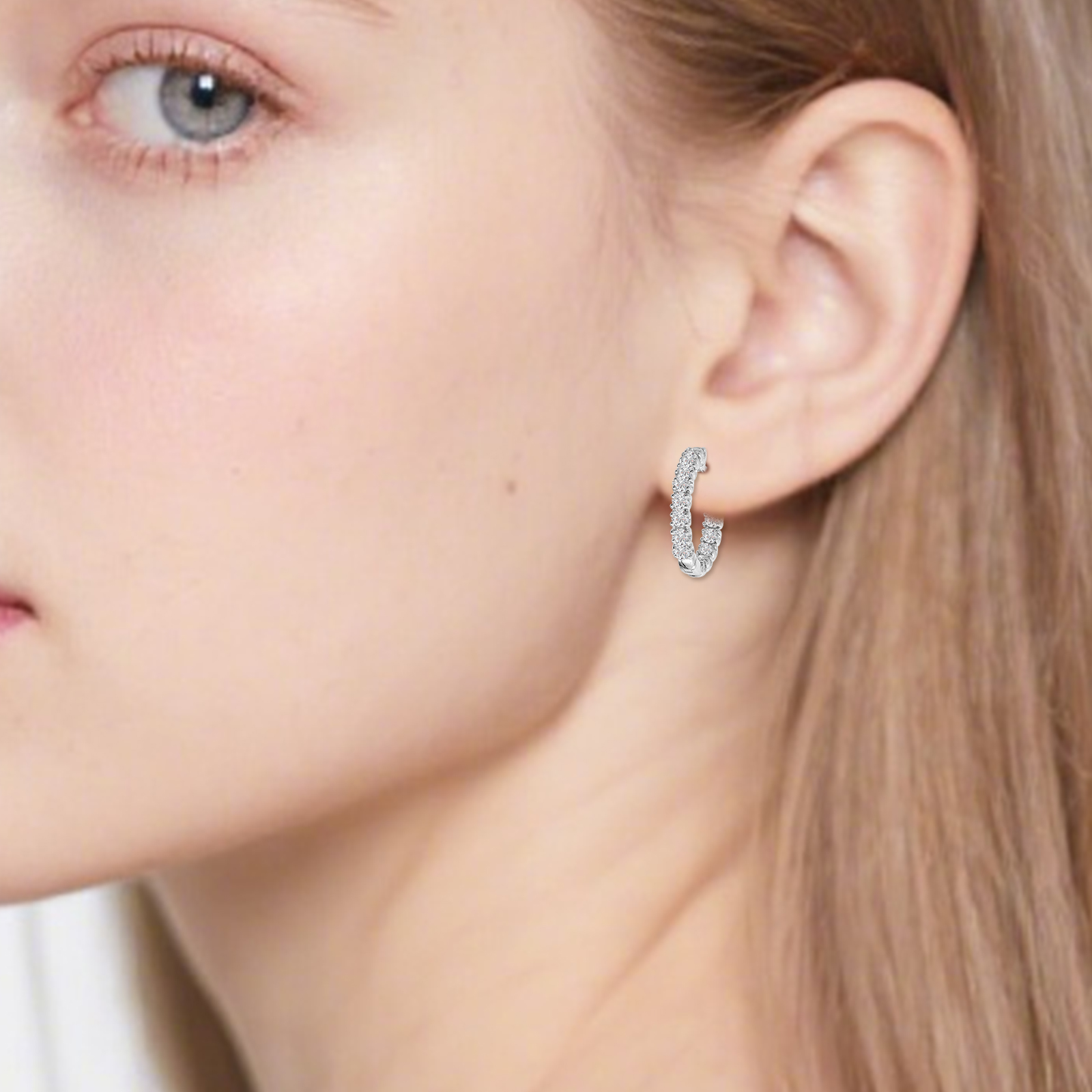 VIKASI 28-Brilliant Lab-Grown Diamond Earrings | 4-Prong Setting, Solid 14K White Gold, Hypoallergenic & Gift-Ready