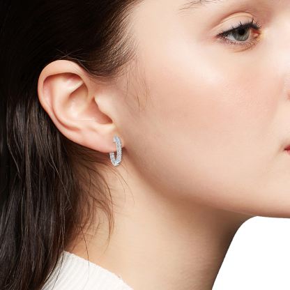 VIKASI 28-Brilliant Lab-Grown Diamond Earrings | 4-Prong Setting, Solid 14K White Gold, Hypoallergenic & Gift-Ready