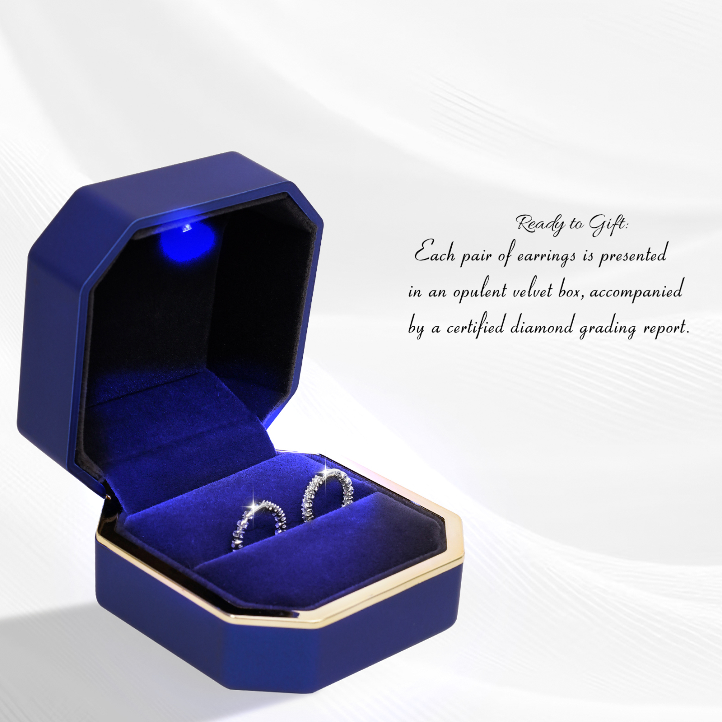 VIKASI 28-Brilliant Lab-Grown Diamond Earrings | 4-Prong Setting, Solid 14K White Gold, Hypoallergenic & Gift-Ready