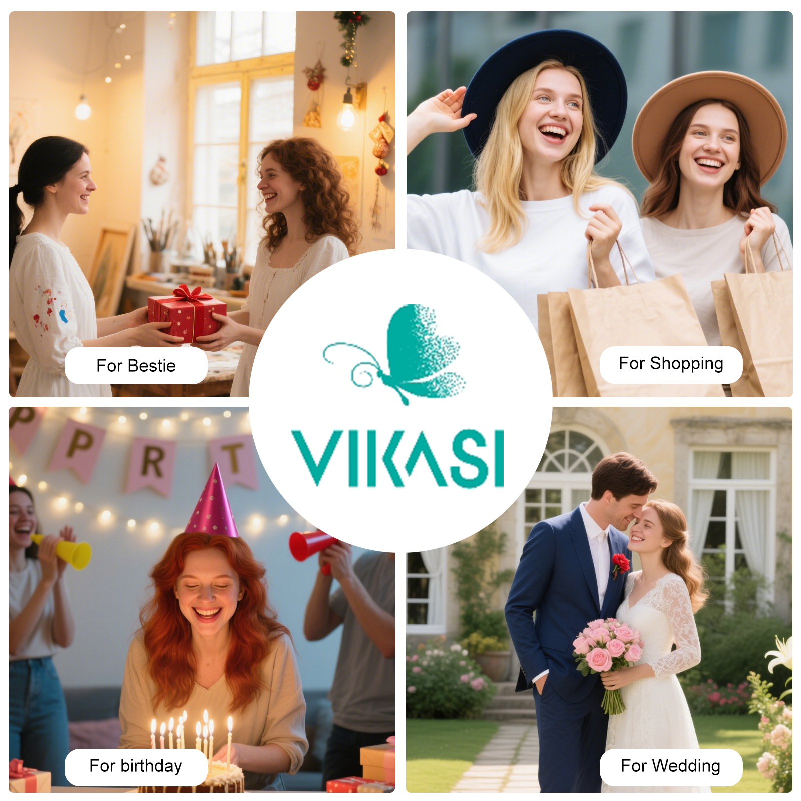 VIKASI 28-Brilliant Lab-Grown Diamond Earrings | 4-Prong Setting, Solid 14K White Gold, Hypoallergenic & Gift-Ready