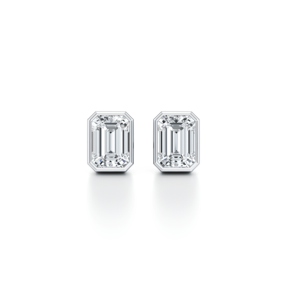 Bezel - 2ct Set Lab Diamond Emerald Studs