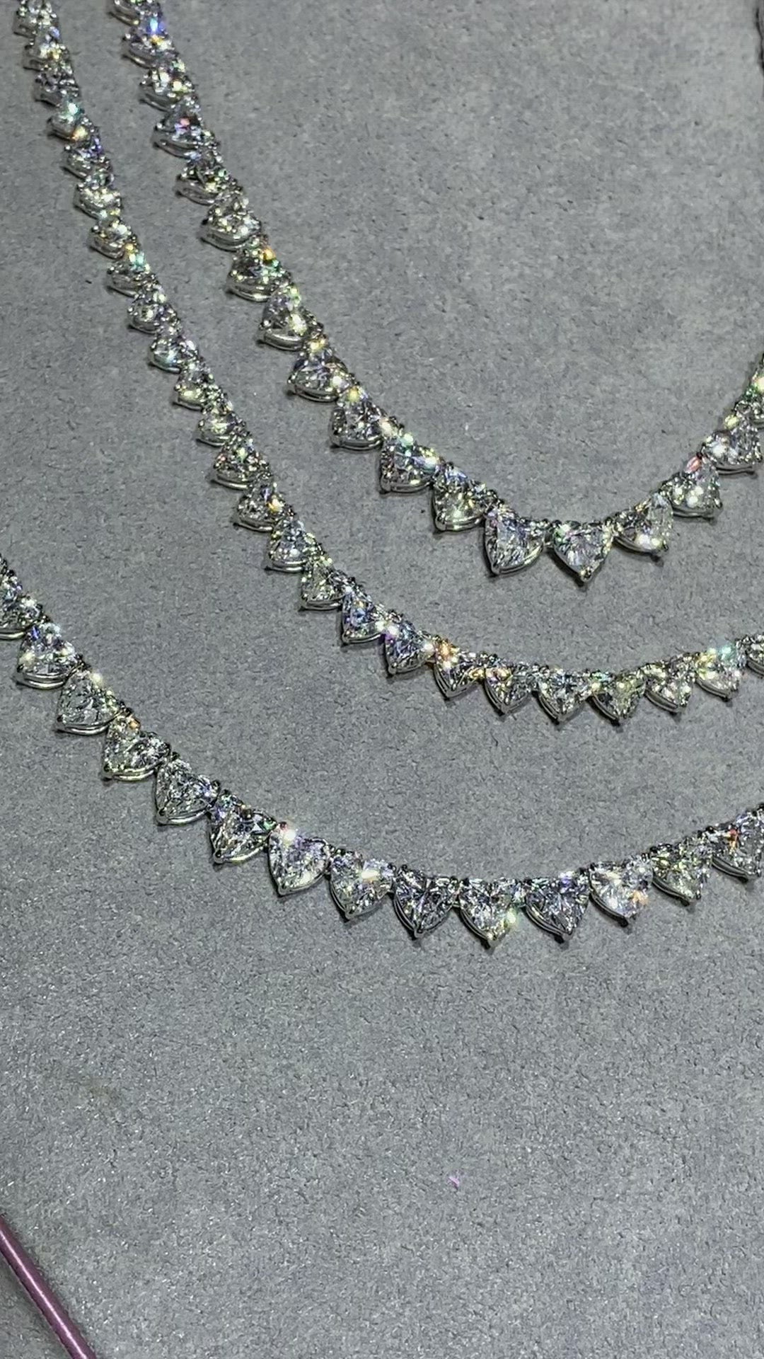 Vikasi - 38ct Lab Diamond Heart Tennis Necklace