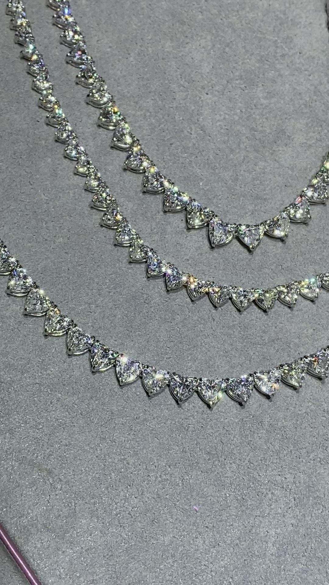 Vikasi - 38ct Lab Diamond Heart Tennis Necklace