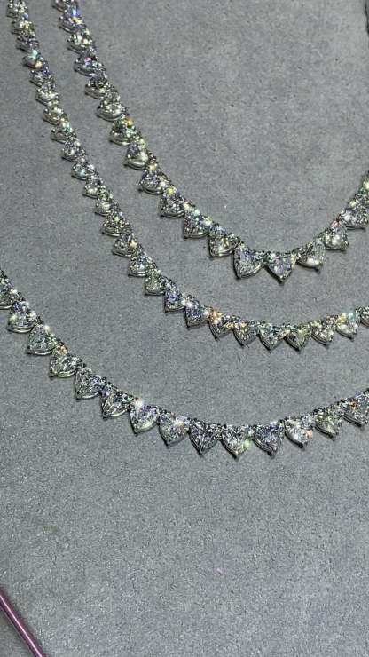 Vikasi - 38ct Lab Diamond Heart Tennis Necklace