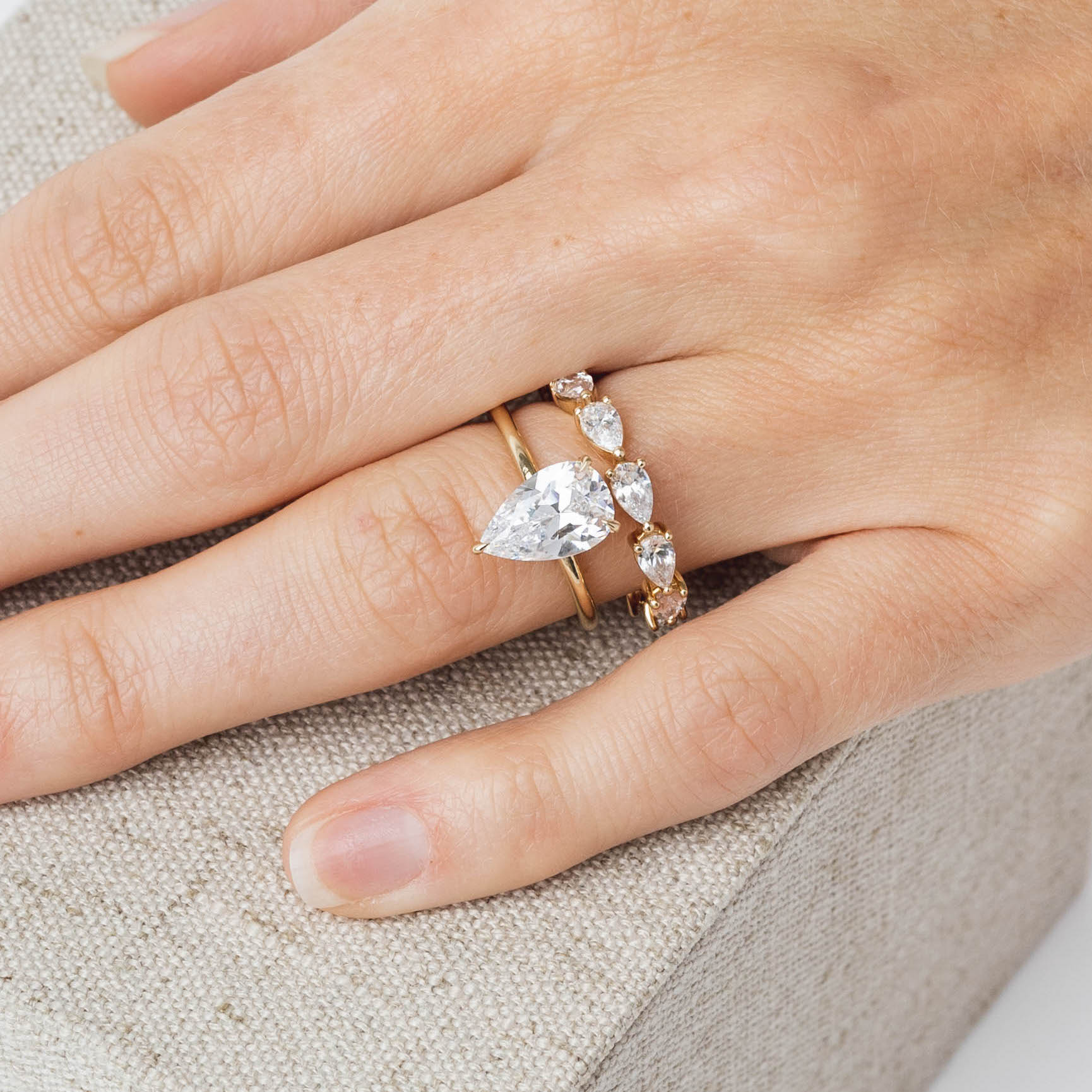  Vikasi - 3.52ct East West Pear Eternity Lab Diamond Band