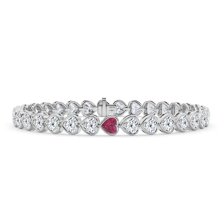 Vikasi - 10.16ct Red Heart Birthstone Bracelet