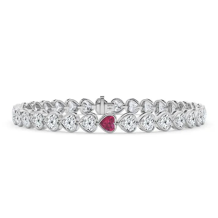 Vikasi - 10.16ct Red Heart Birthstone Bracelet