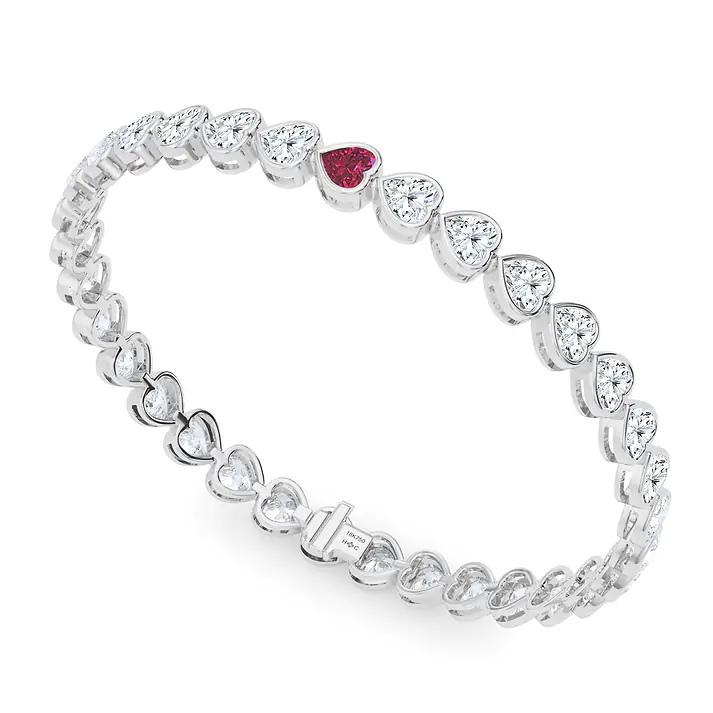 Vikasi - 10.16ct Red Heart Birthstone Bracelet
