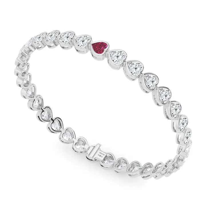 Vikasi - 10.16ct Red Heart Birthstone Bracelet