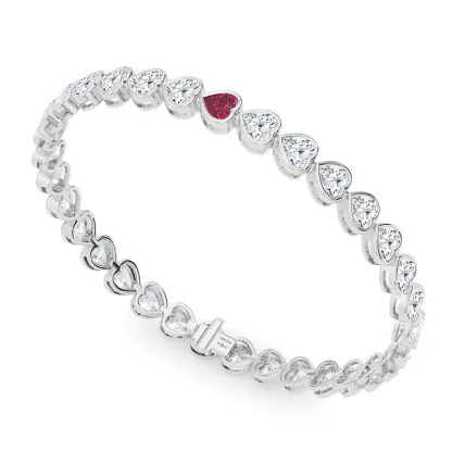Vikasi - 10.16ct Red Heart Birthstone Bracelet