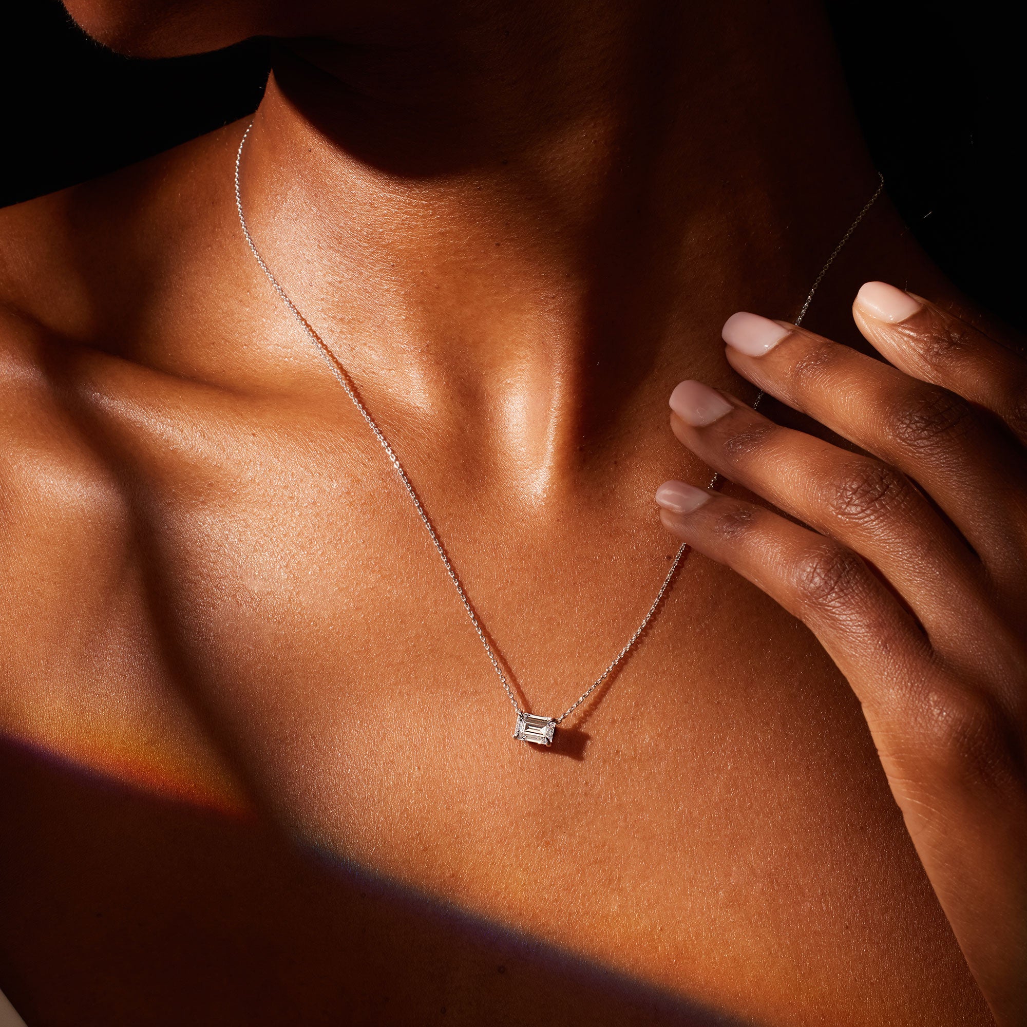 Chelsea - 1ct Lab Diamond Emerald Pendant