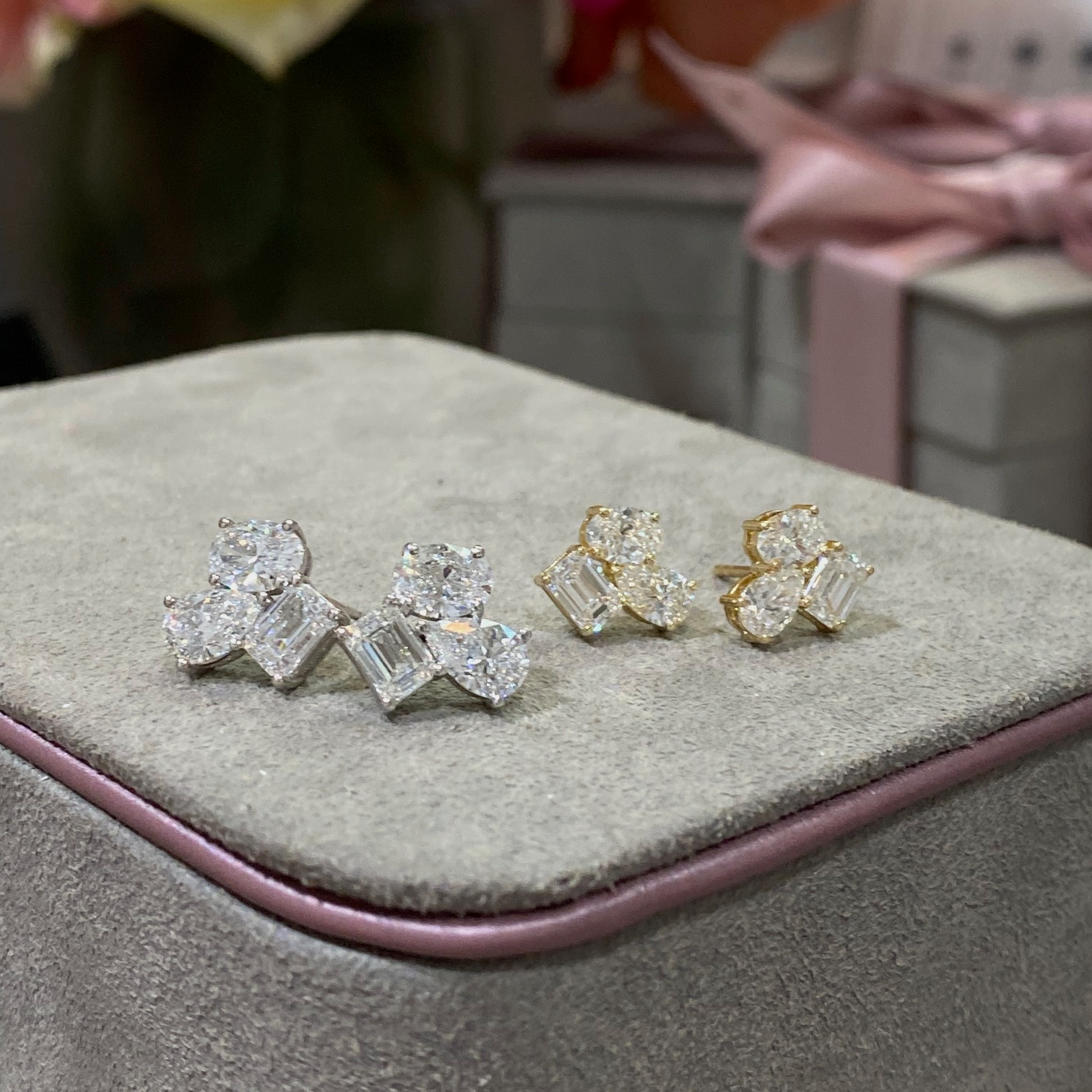 Vikasi - 3ct Multi Shape Lab Diamond Cluster Stud Earrings