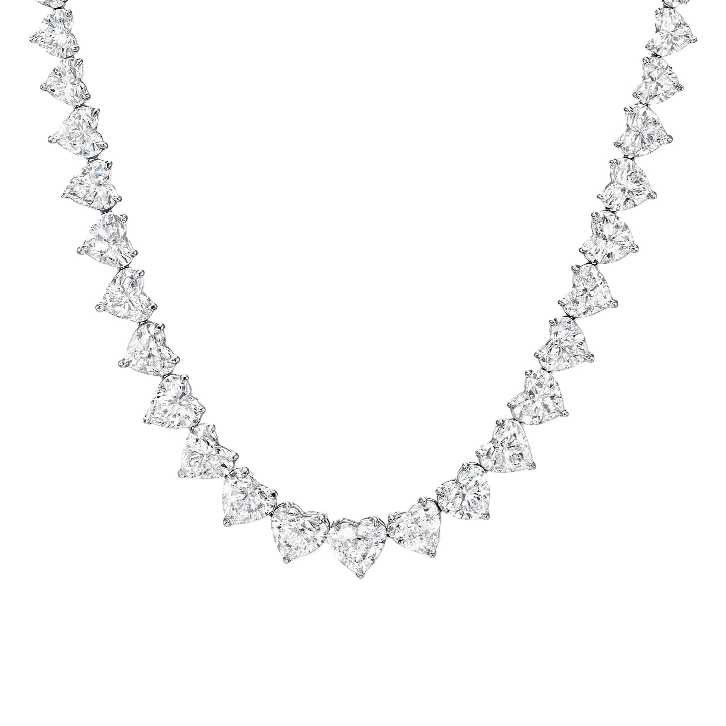 Vikasi - 38ct Lab Diamond Heart Tennis Necklace