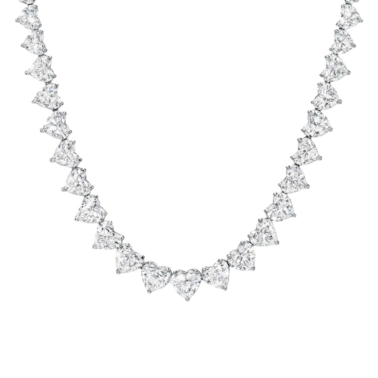 Vikasi - 38ct Lab Diamond Heart Tennis Necklace