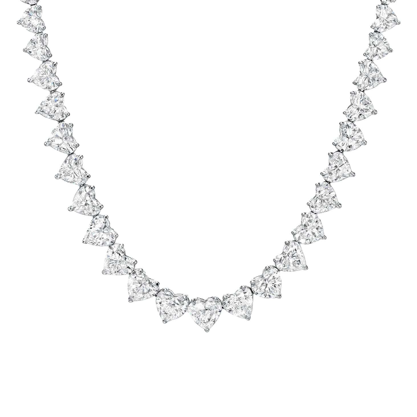 Vikasi - 38ct Lab Diamond Heart Tennis Necklace